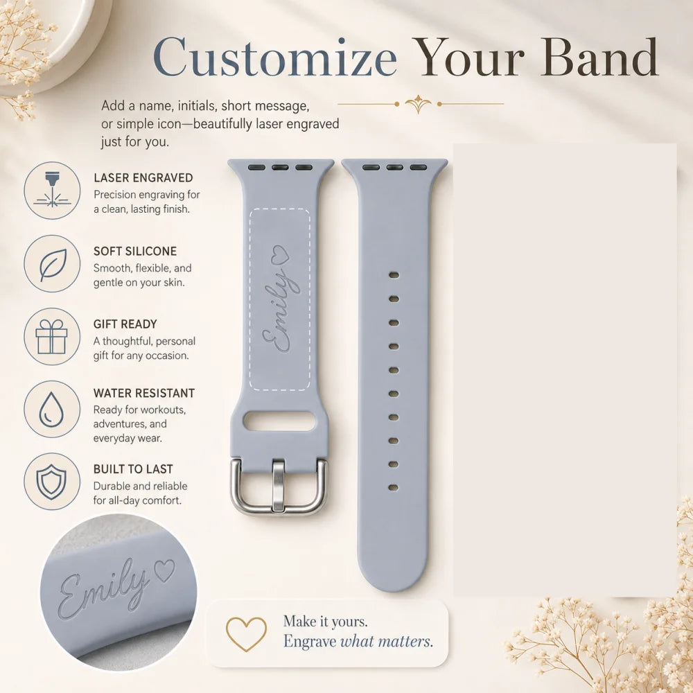 Engraved Name Silicone Band · Apple Watch