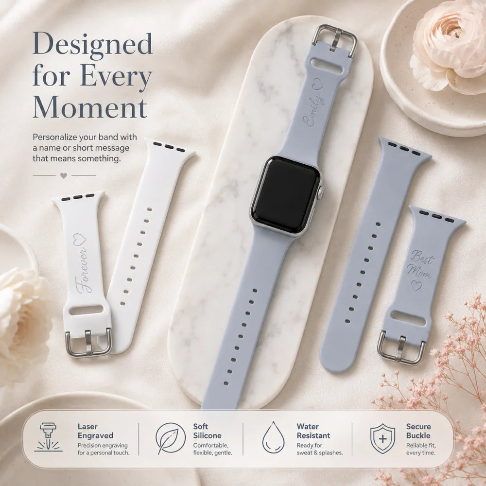 Engraved Name Silicone Band · Apple Watch