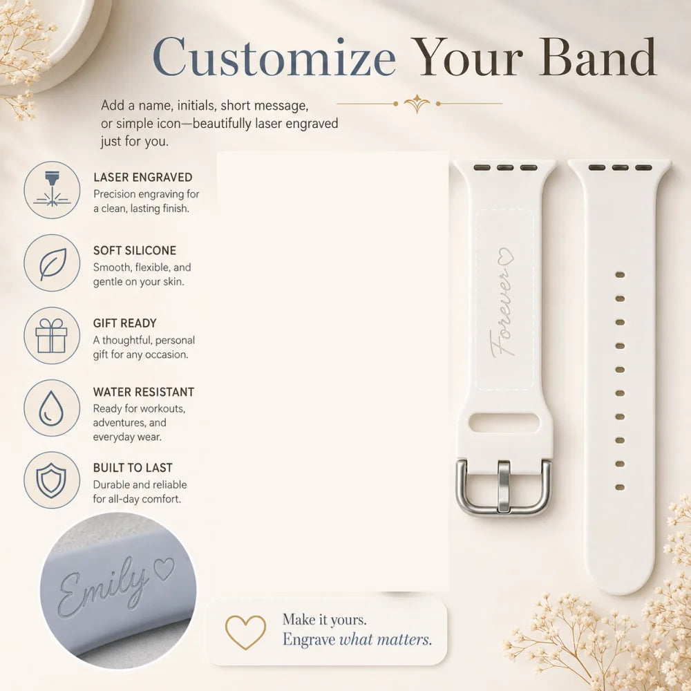 Engraved Name Silicone Band · Apple Watch